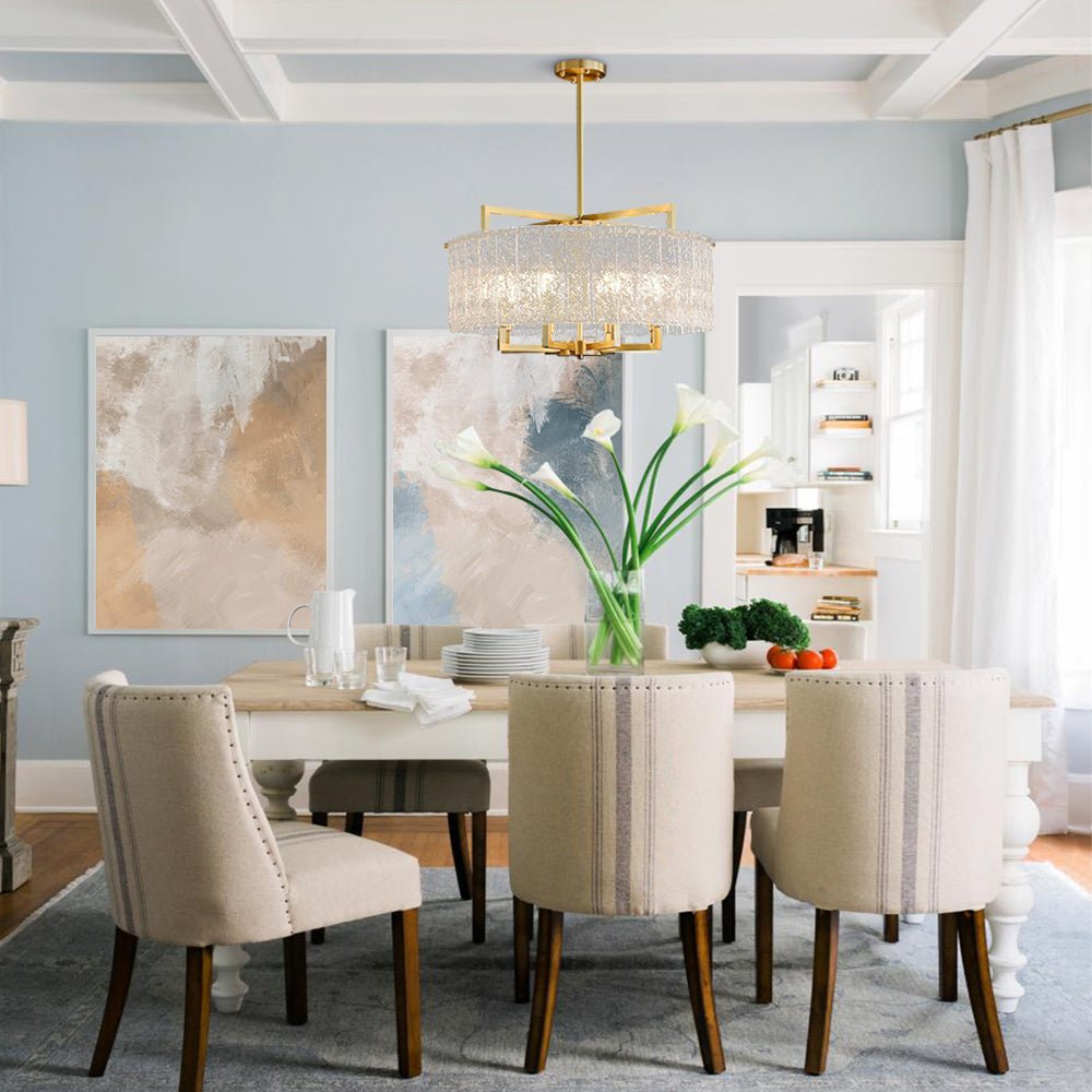 6-Light Water Textured Glass Drum Chandelier