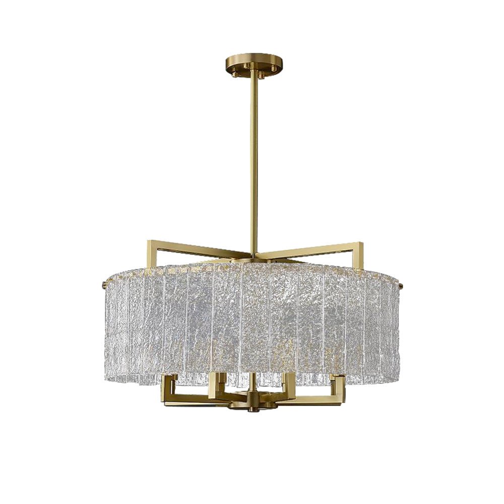 6-Light Water Textured Glass Drum Chandelier