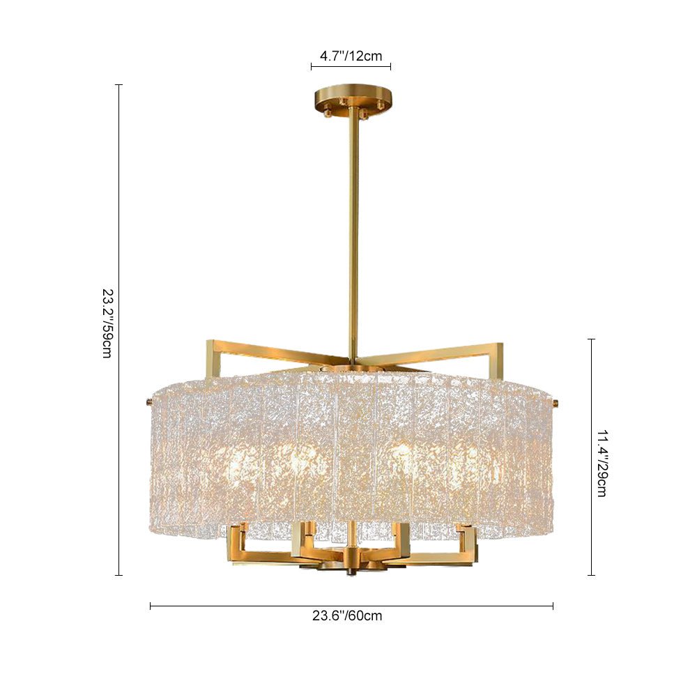 6-Light Water Textured Glass Drum Chandelier