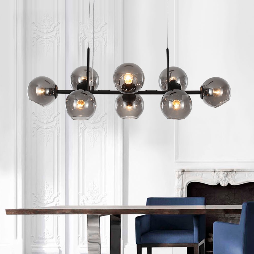 8-Light Linear Glass Globe Chandelier | 2 Colours