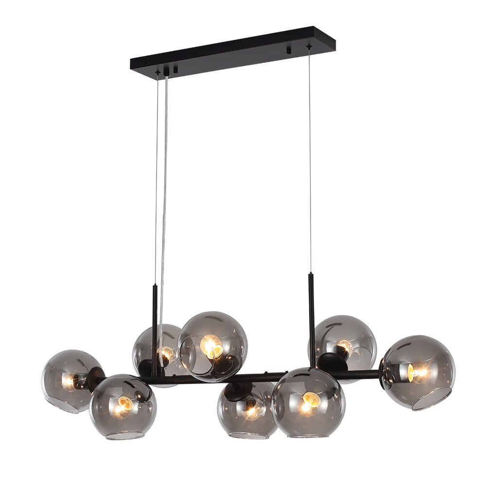 8-Light Linear Glass Globe Chandelier | 2 Colours