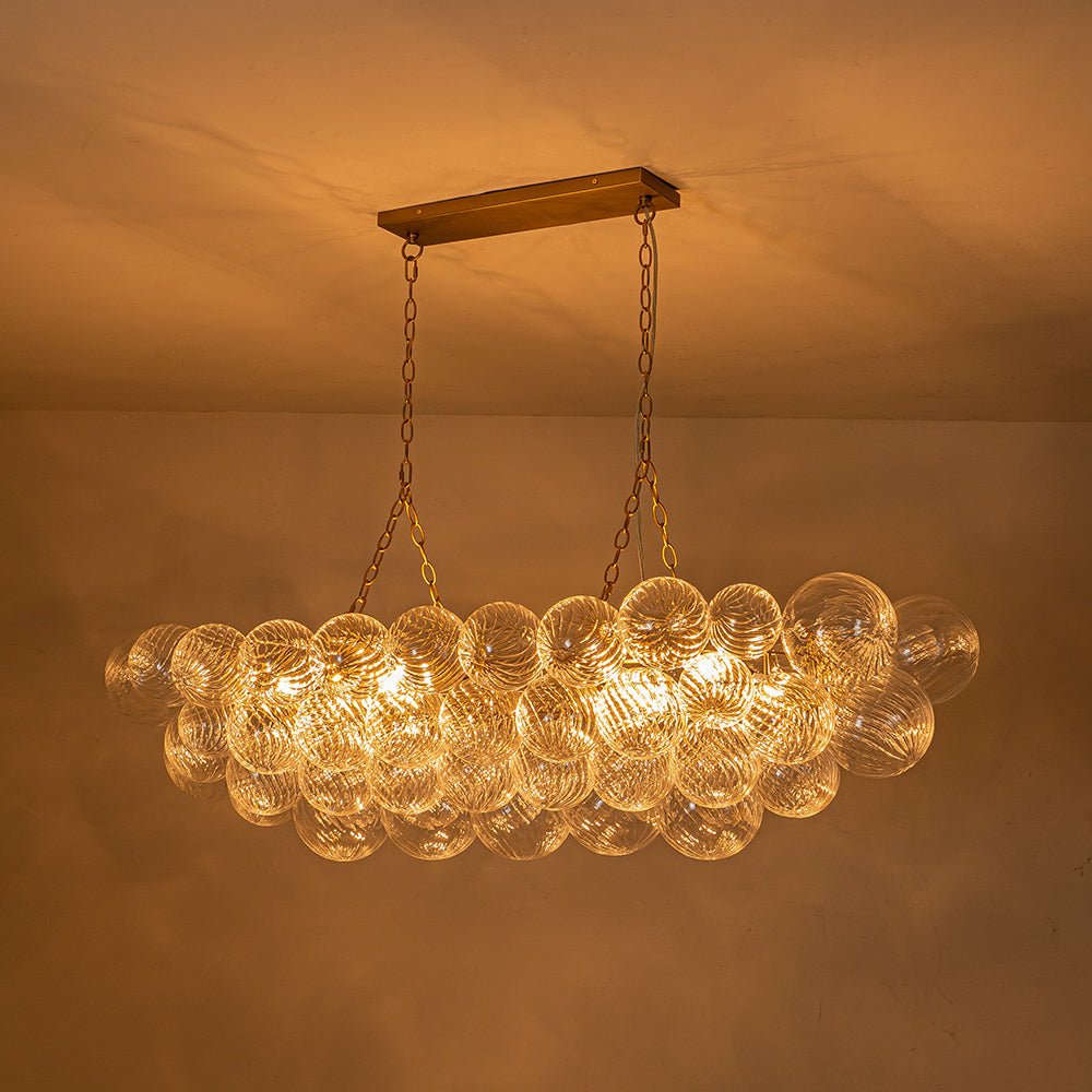 8-Light Linear Ribbed Glass Bubble Island Chandelier