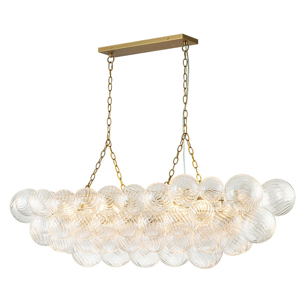 8-Light Linear Ribbed Glass Bubble Island Chandelier