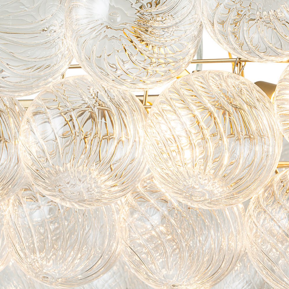 8-Light Linear Ribbed Glass Bubble Island Chandelier