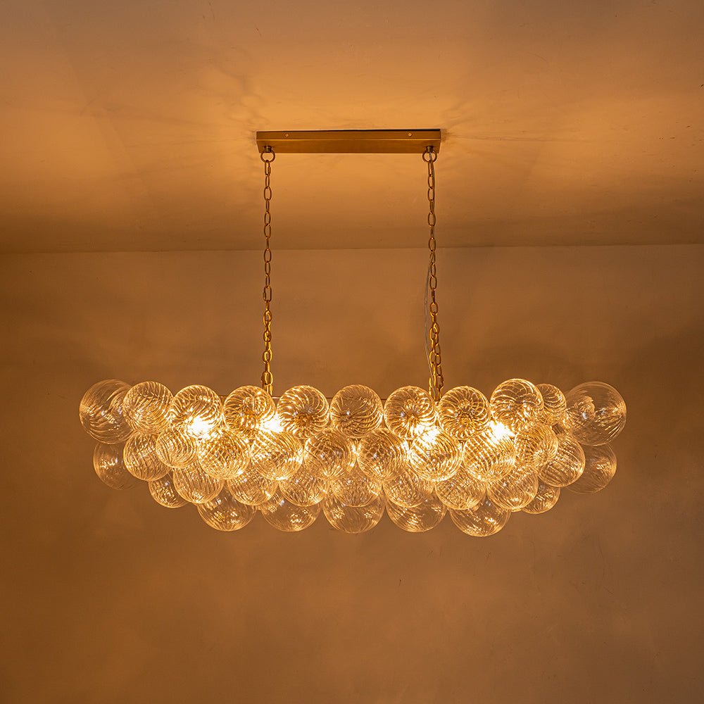 8-Light Linear Ribbed Glass Bubble Island Chandelier