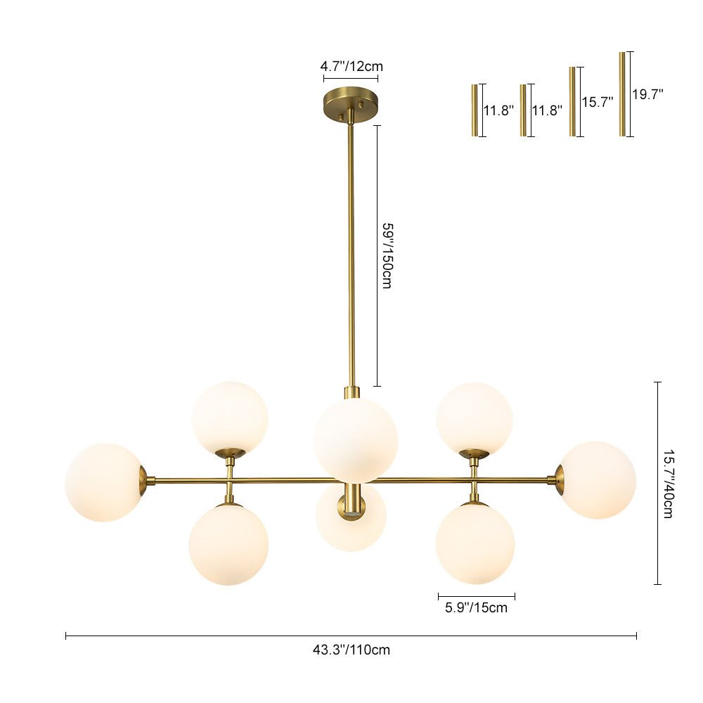 8-Light Opal Linear Chandelier | 2 Colours