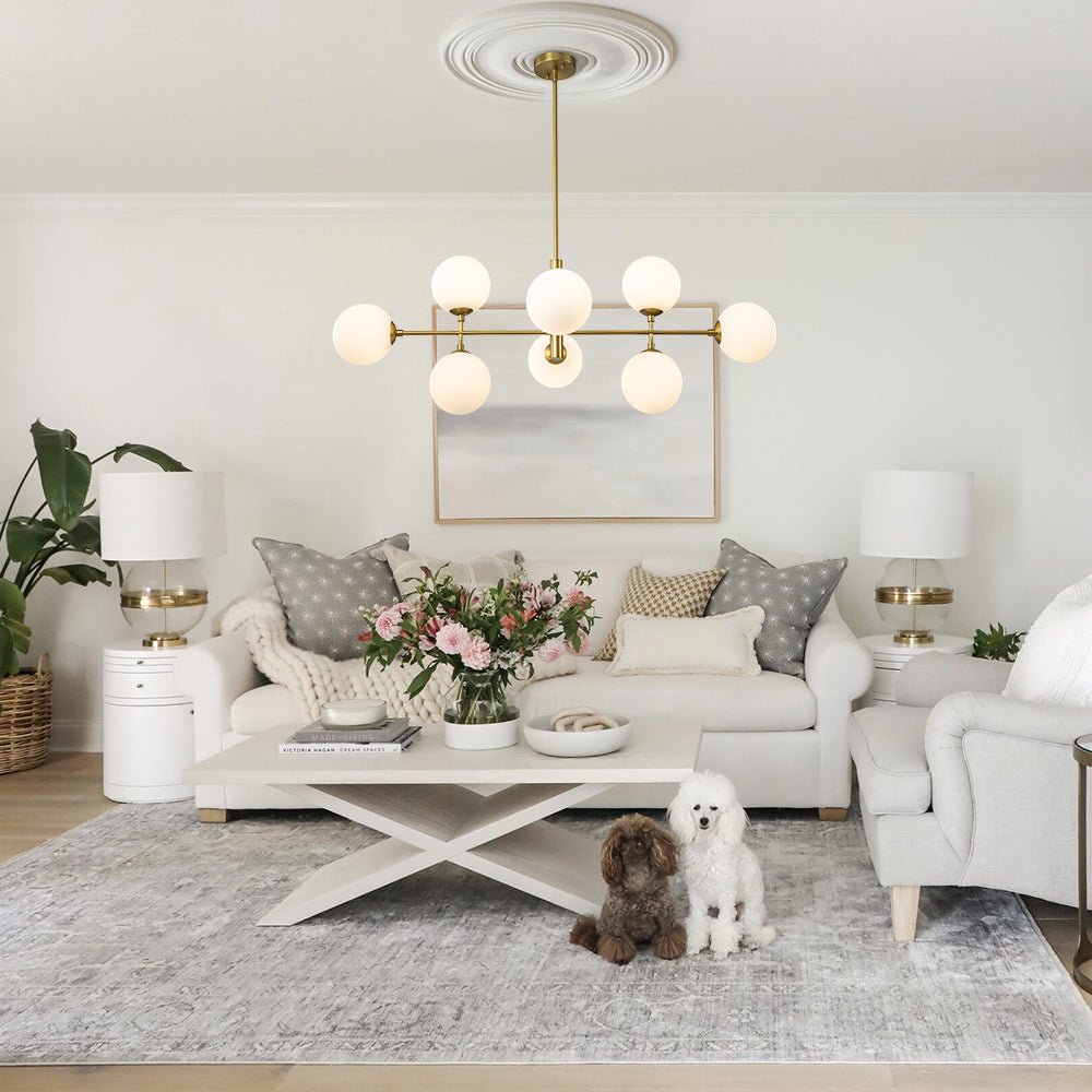 8-Light Opal Linear Chandelier | 2 Colours