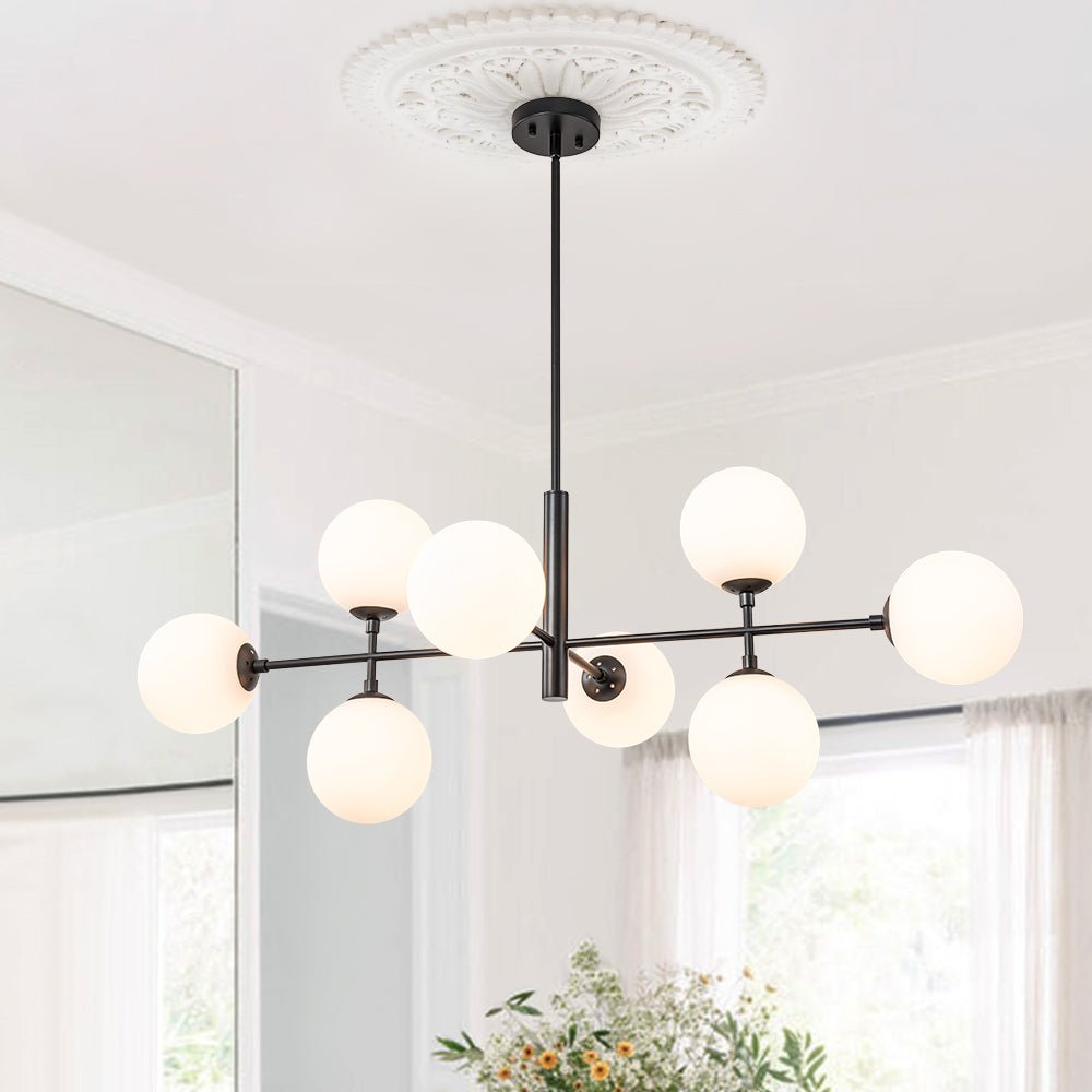 8-Light Opal Linear Chandelier | 2 Colours