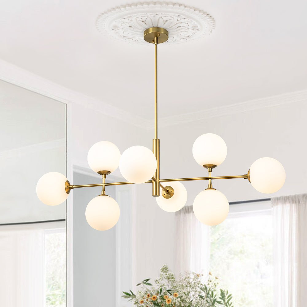 8-Light Opal Linear Chandelier | 2 Colours