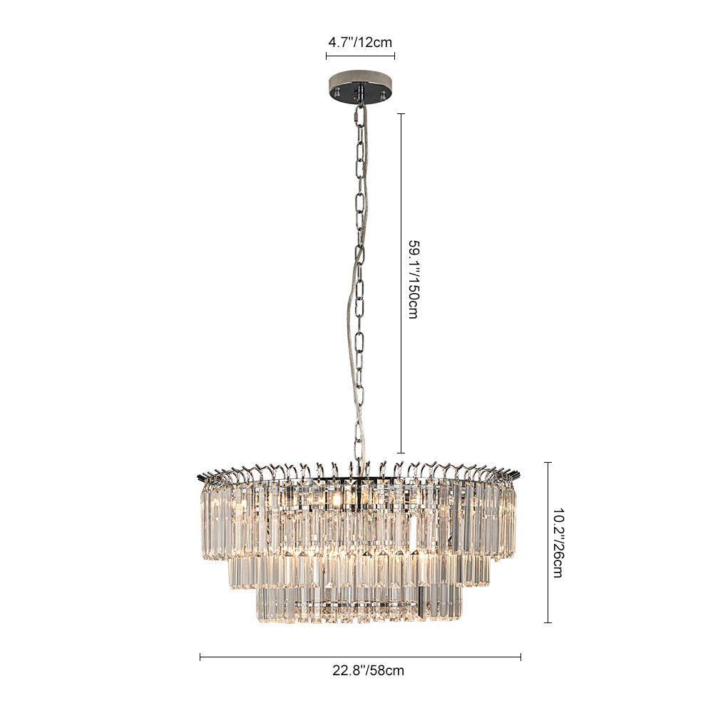 9-Light Round Drum 3-Tier Crystal Chandelier