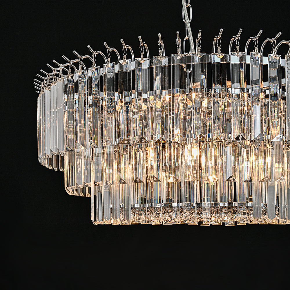 9-Light Round Drum 3-Tier Crystal Chandelier