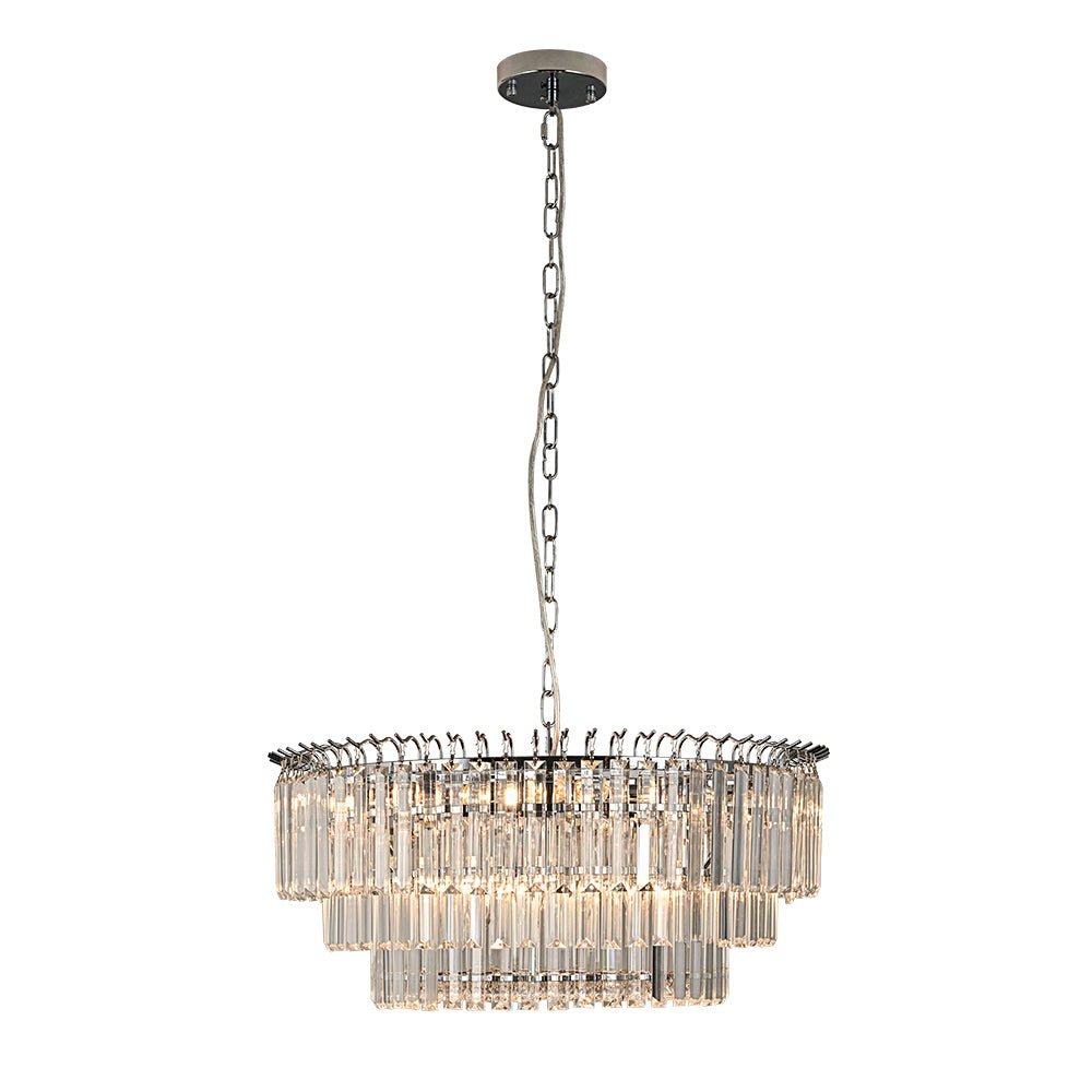 9-Light Round Drum 3-Tier Crystal Chandelier