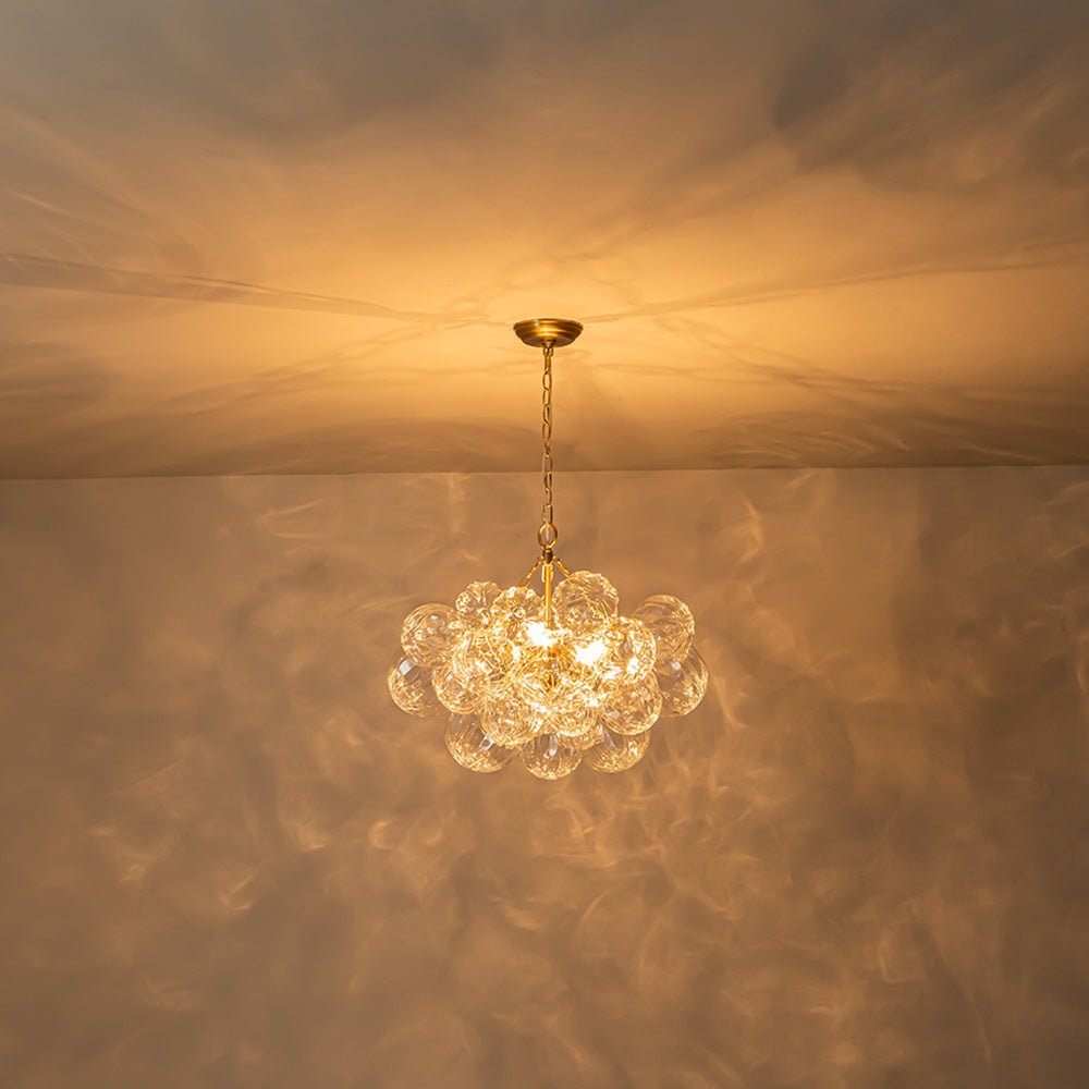 Textured Glass Globe Chandelier | 3 or 8 Lights