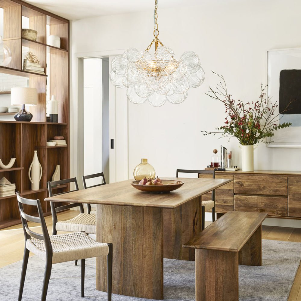 Textured Glass Globe Chandelier | 3 or 8 Lights