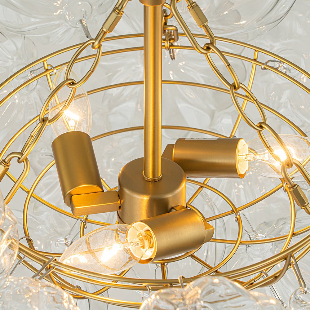 Textured Glass Globe Chandelier | 3 or 8 Lights