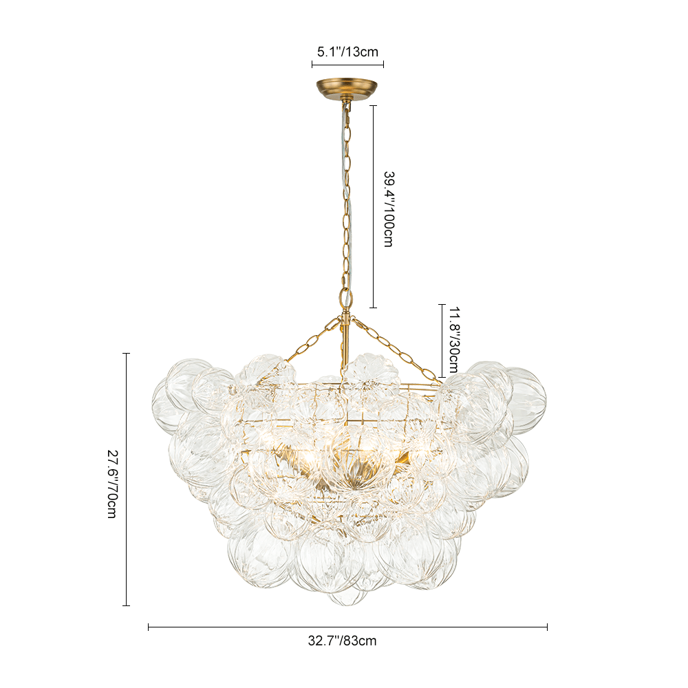 Textured Glass Globe Chandelier | 3 or 8 Lights