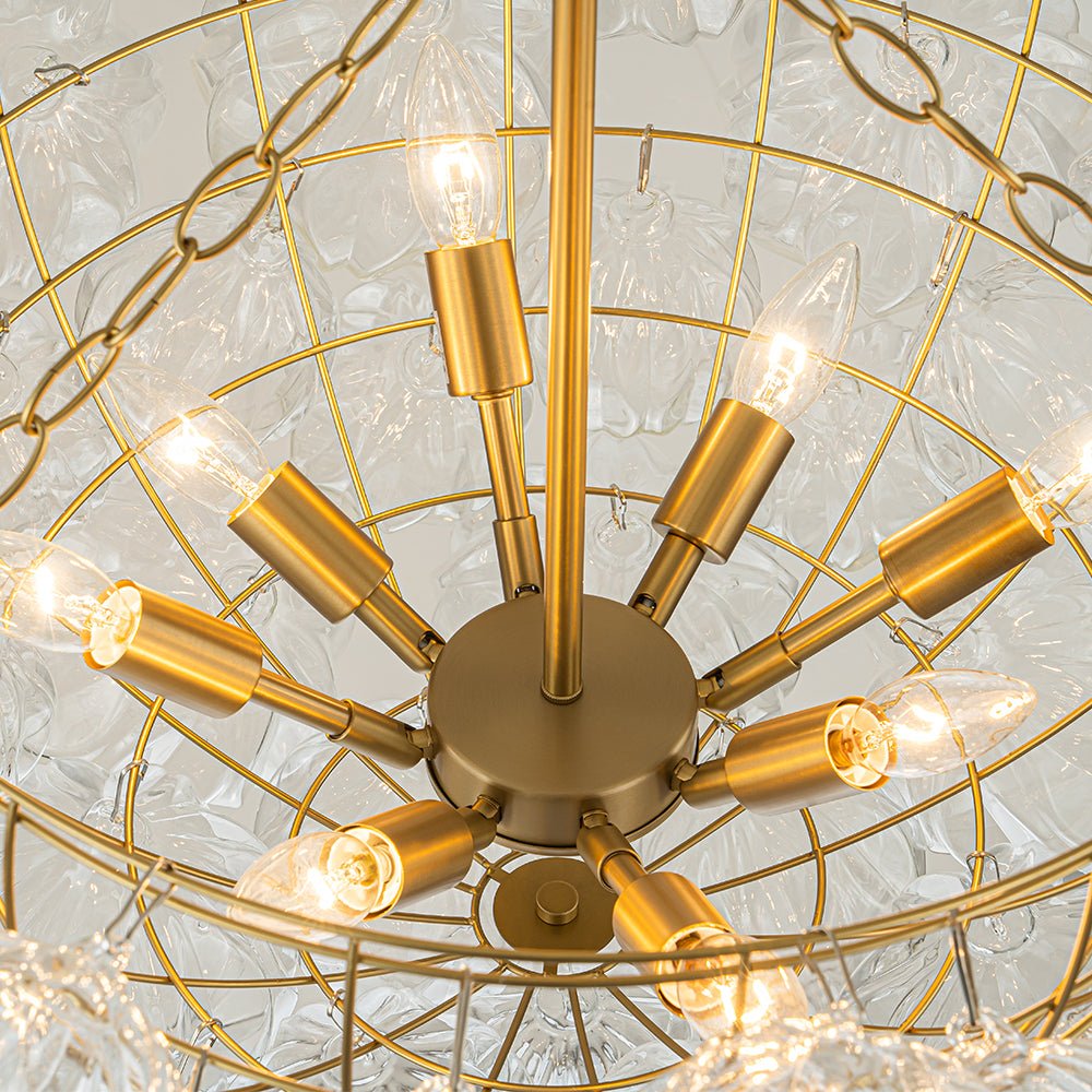 Textured Glass Globe Chandelier | 3 or 8 Lights