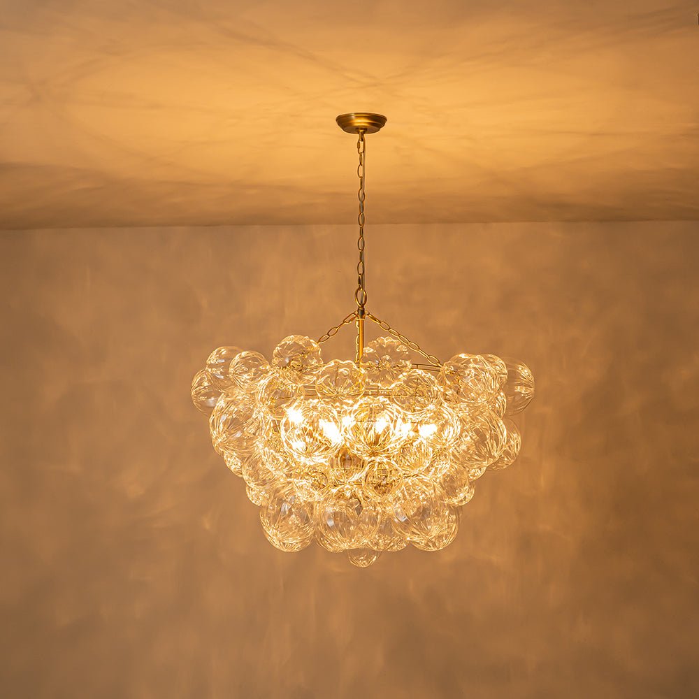 Textured Glass Globe Chandelier | 3 or 8 Lights