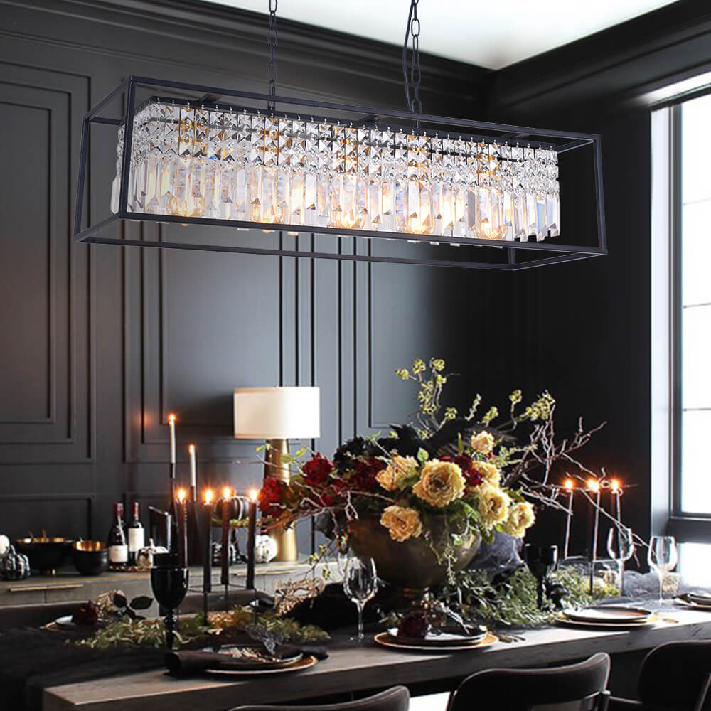 5-Light Crystal Rectangular Chandelier