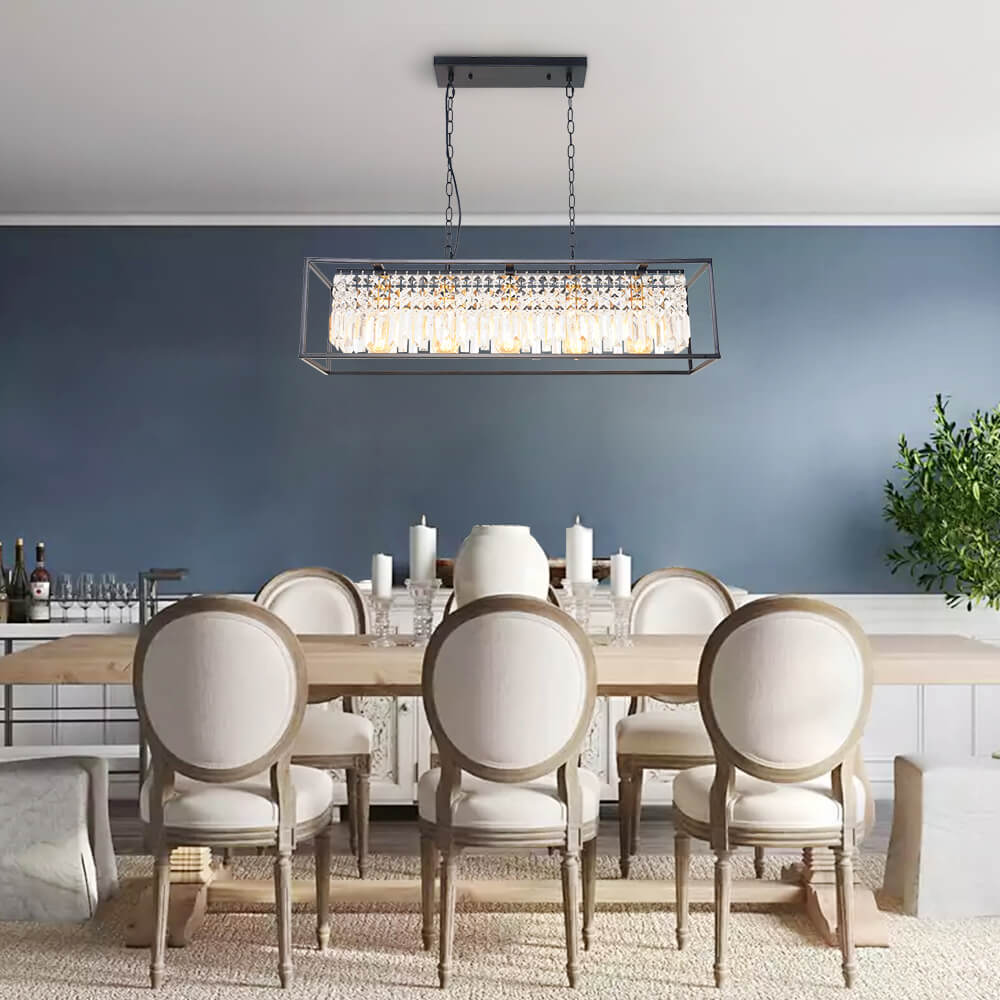 5-Light Crystal Rectangular Chandelier