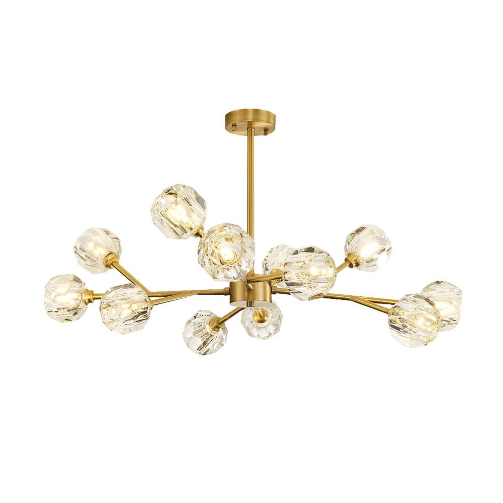 12-Light Modern Brass Crystal Sputnik Chandelier