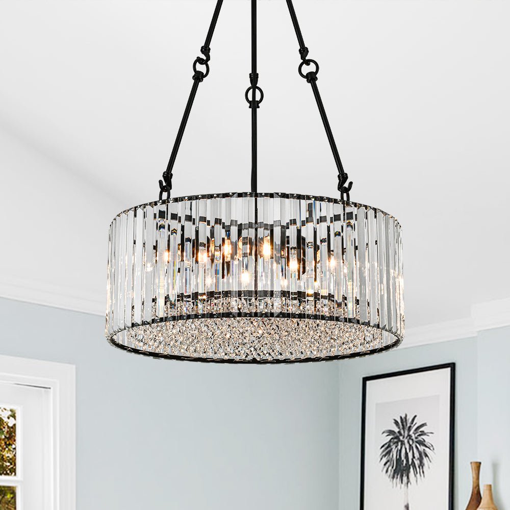 5-Light Crystal Drum Chandelier - Adjustable Rods