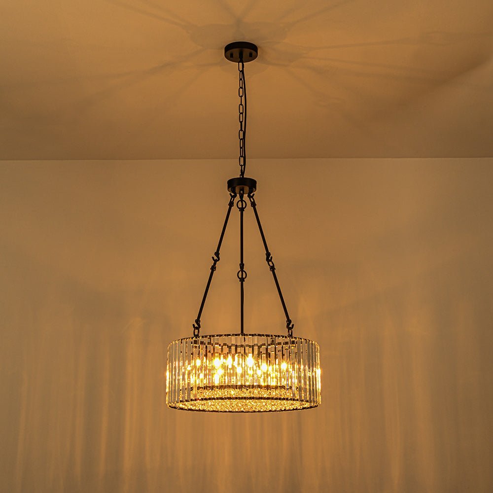 5-Light Crystal Drum Chandelier - Adjustable Rods