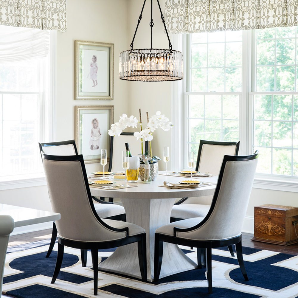 5-Light Crystal Drum Chandelier - Adjustable Rods