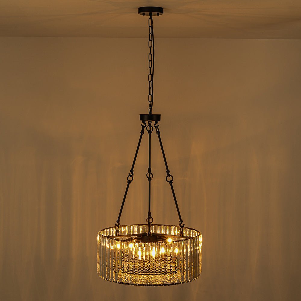 5-Light Crystal Drum Chandelier - Adjustable Rods