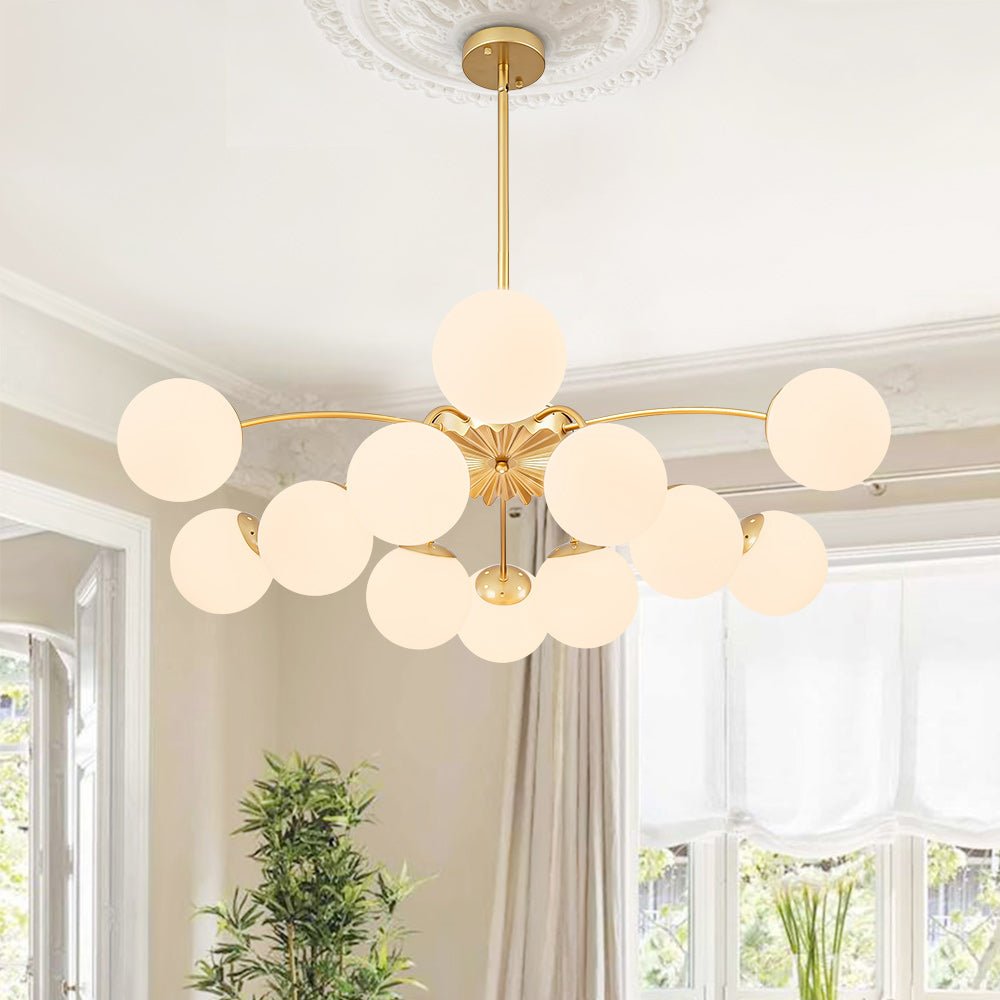 12-Light Opal Glass Globe Sputnik Chandelier