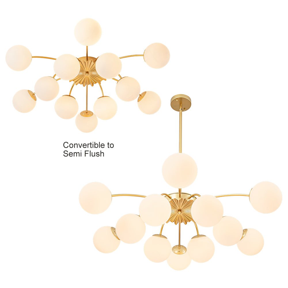 12-Light Opal Glass Globe Sputnik Chandelier