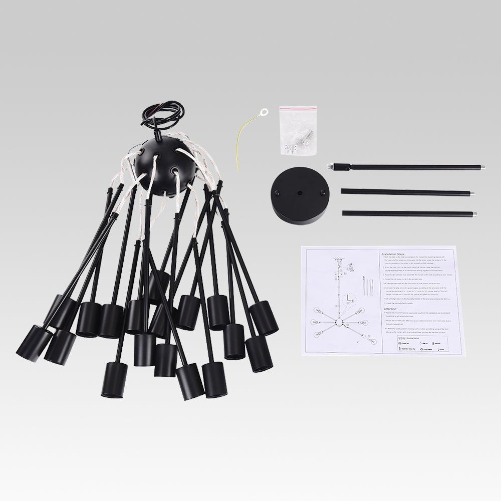 18-Light Black Sputnik Chandelier