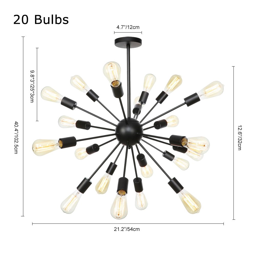 Black Sputnik Chandelier | 12 or 20 Lights