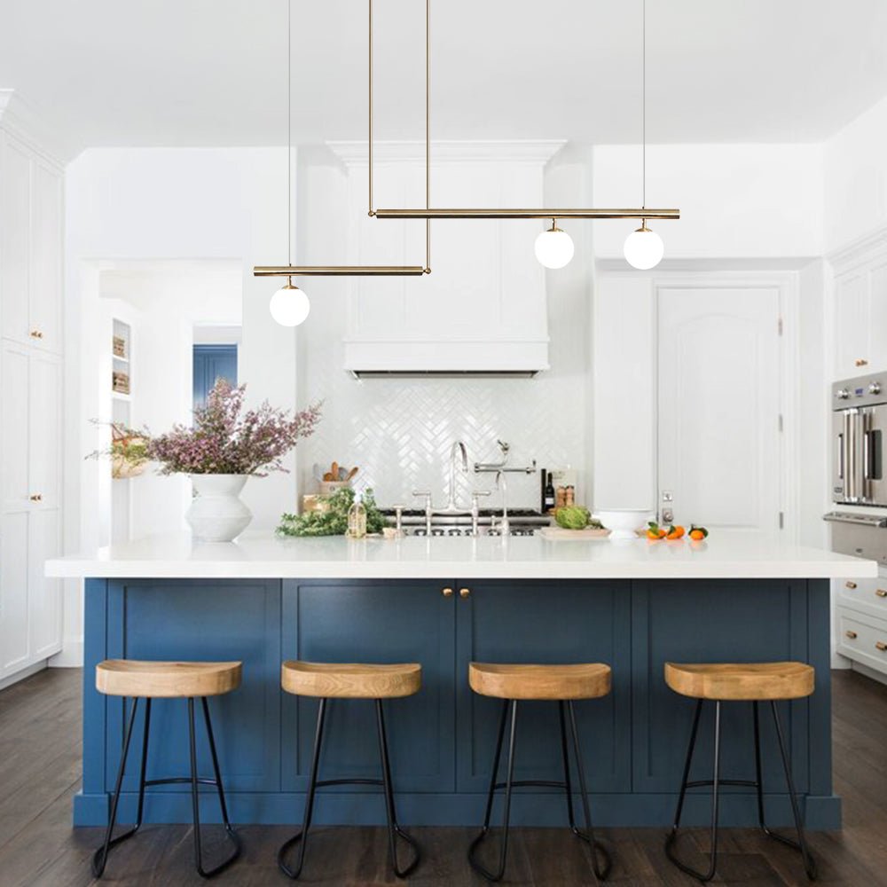 Mid-Century Modern Glass Globe Linear Chandelier
