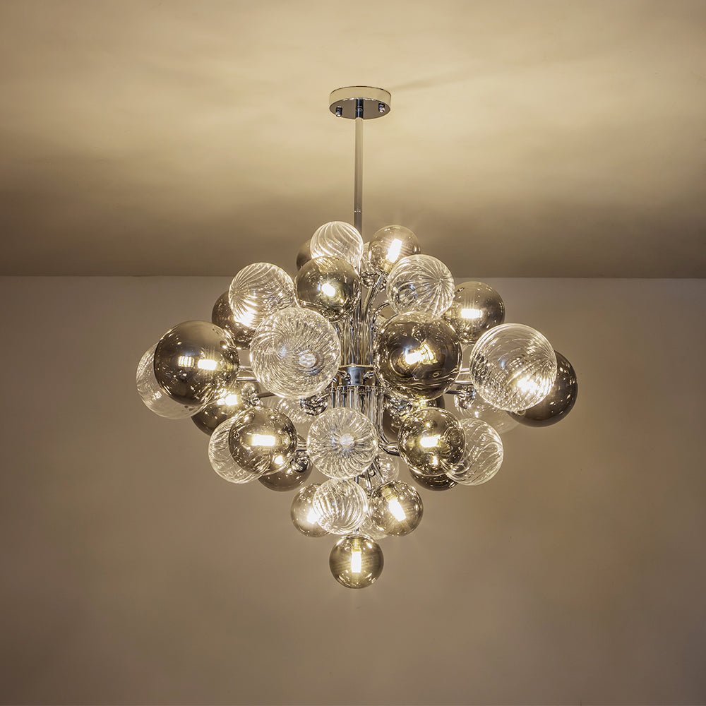 Tiered Smoky Glass Bubble Chandelier | 2 Sizes