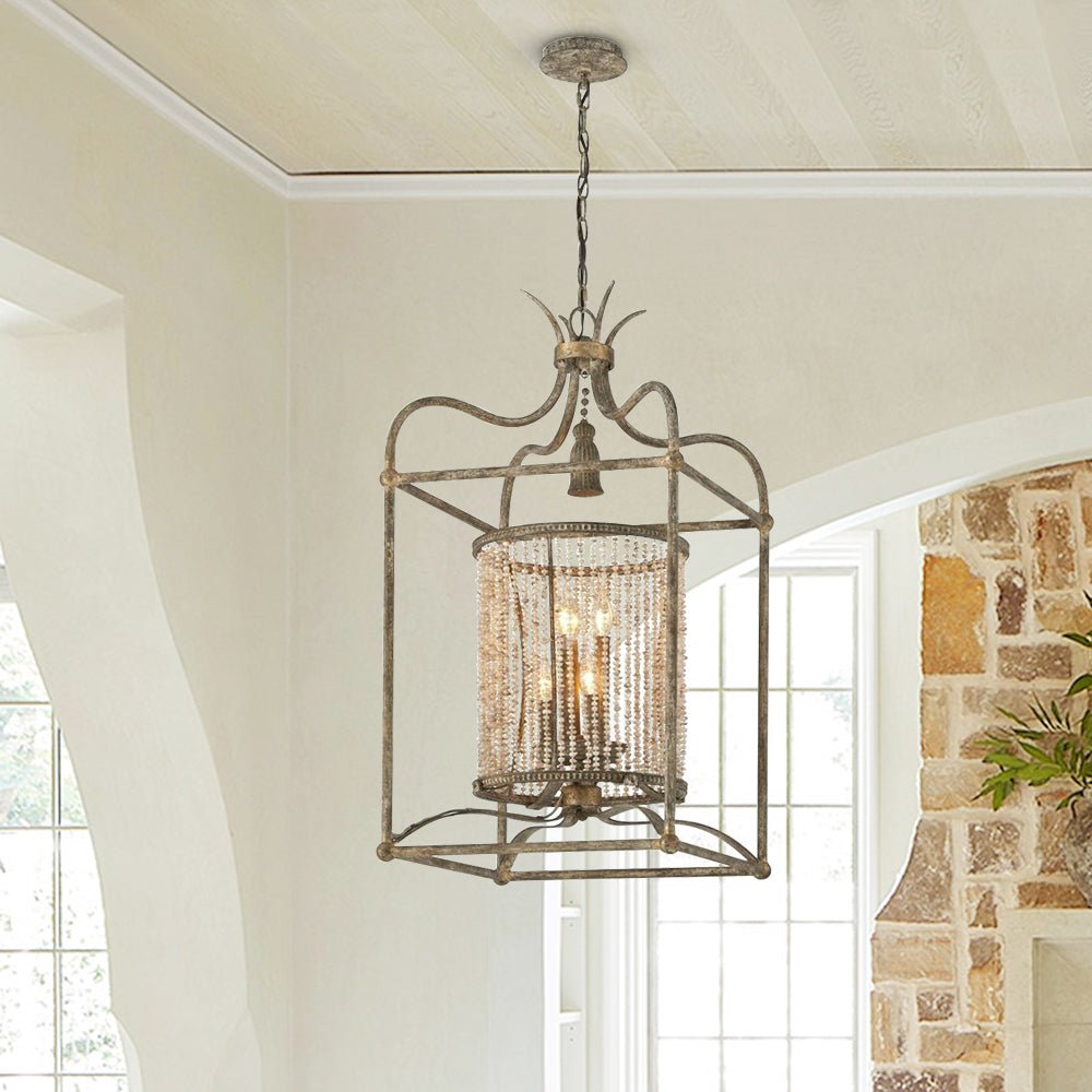 4-Light Rustic Lantern Chandelier