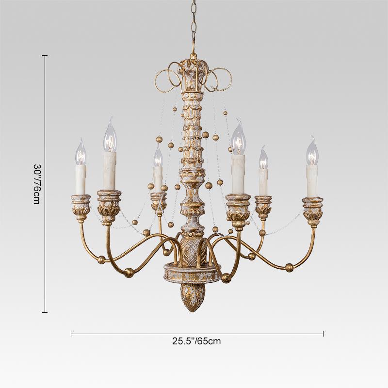 6-Light Distressed Gold Shabby Chandelier