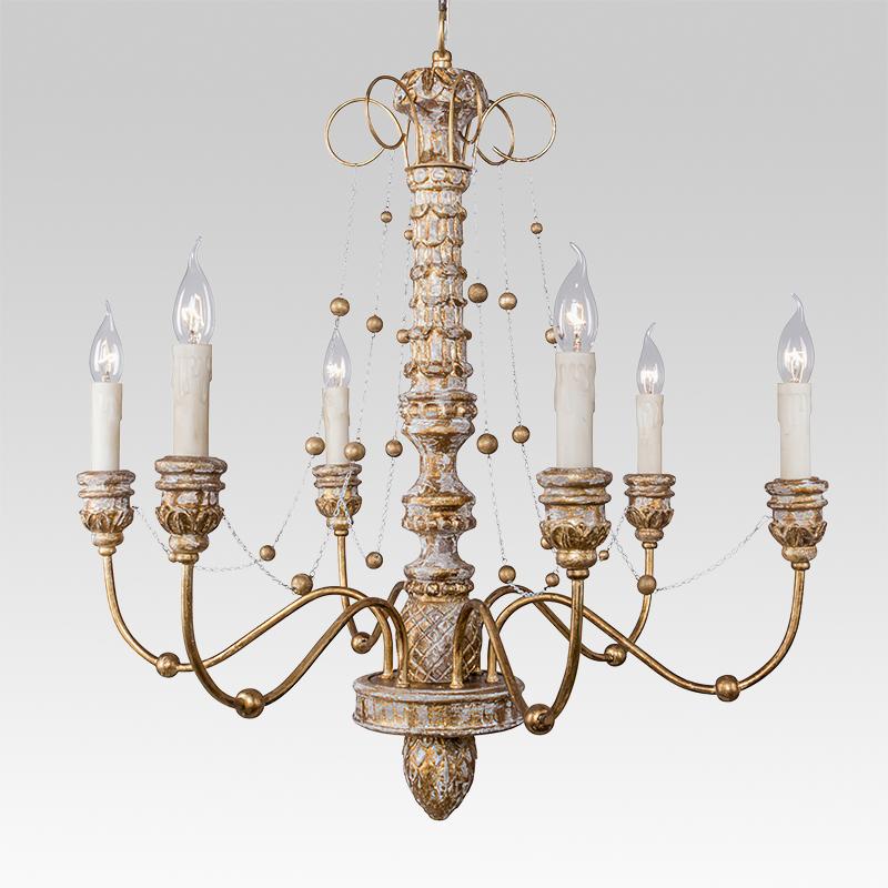 6-Light Distressed Gold Shabby Chandelier