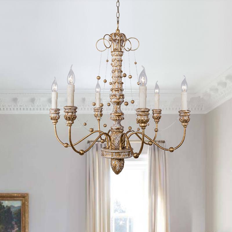 6-Light Distressed Gold Shabby Chandelier