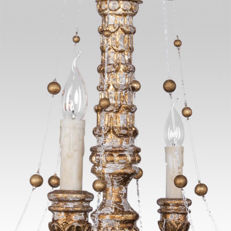 6-Light Distressed Gold Shabby Chandelier