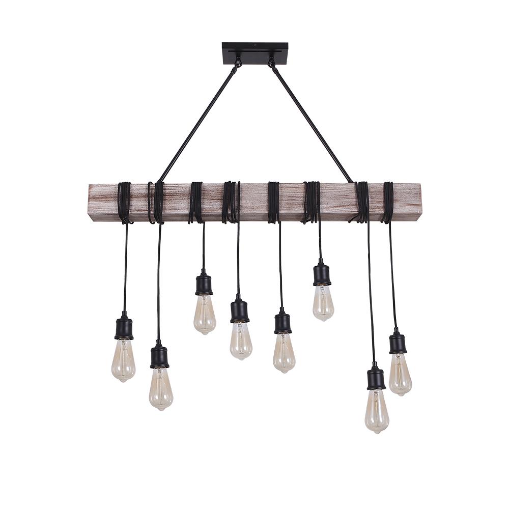 8-Light Rustic Wooden Farmhouse Light