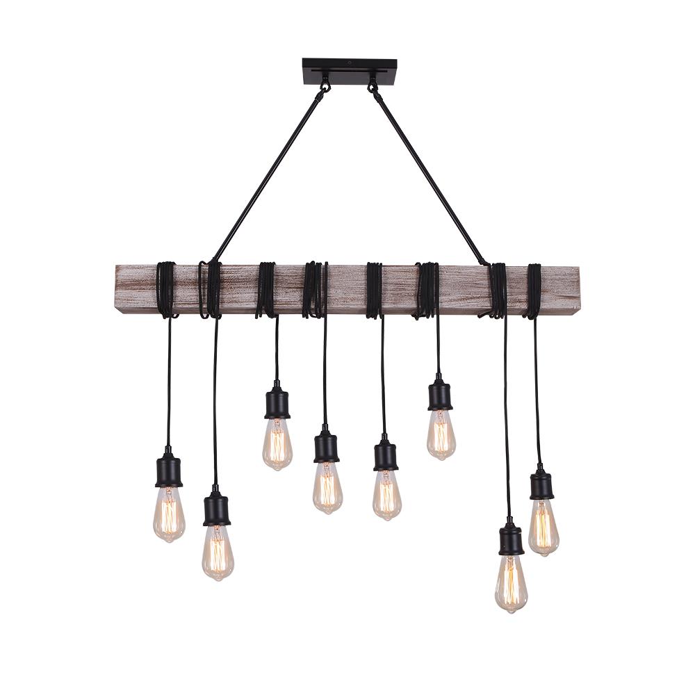 8-Light Rustic Wooden Farmhouse Light