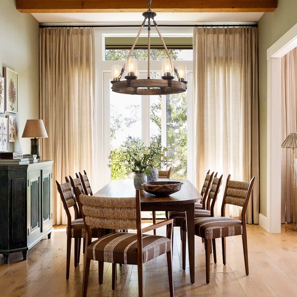 6-Light Farmhouse Wagon Wheel Chandelier