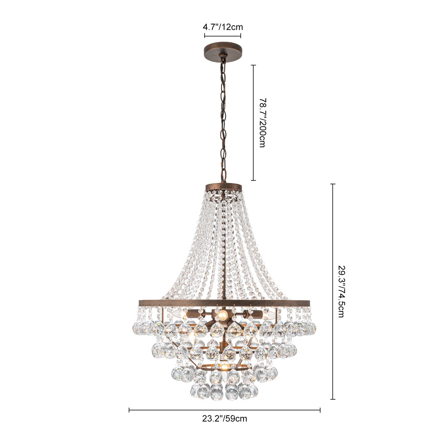7-Light Tiered Empire Crystal Drop Chandelier