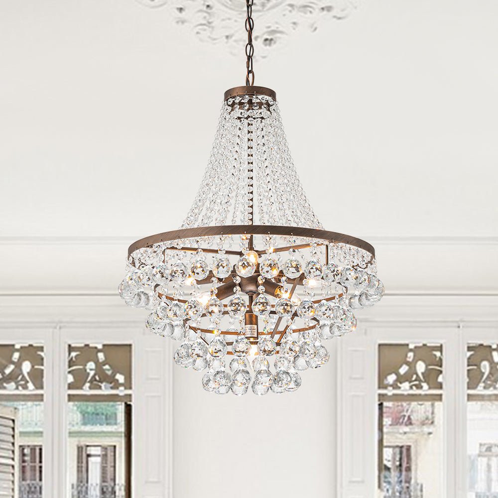 7-Light Tiered Empire Crystal Drop Chandelier