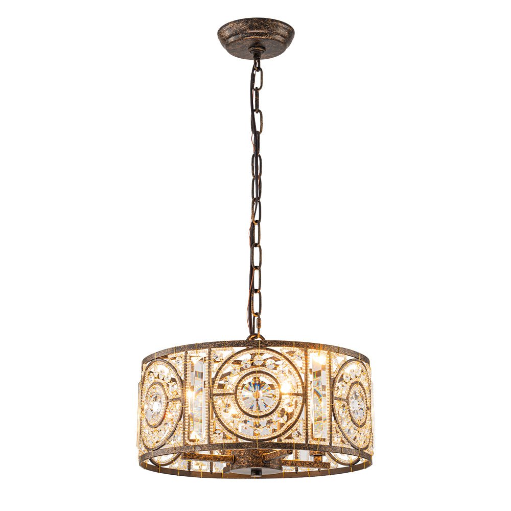 4-Light Vintage Crystal Accent Drum Chandelier