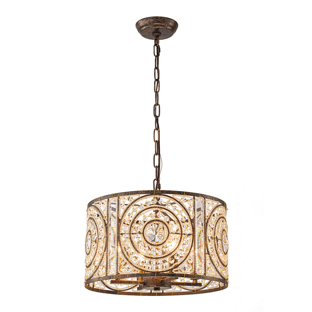 4-Light Vintage Crystal Accent Drum Chandelier