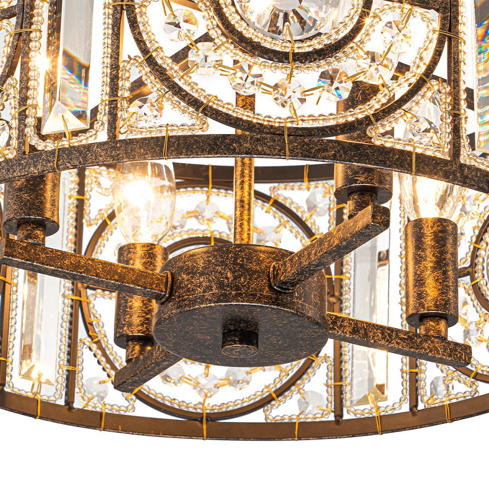 4-Light Vintage Crystal Accent Drum Chandelier