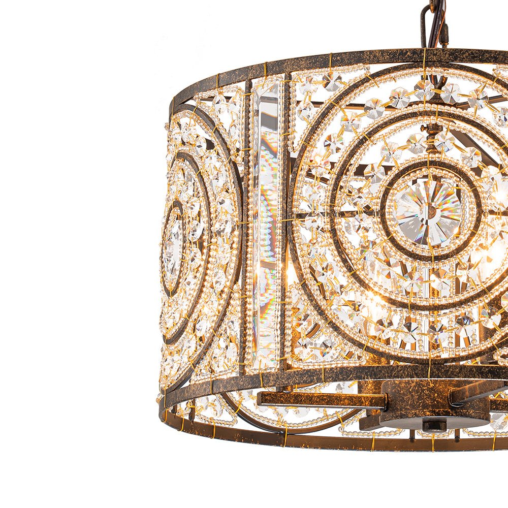 4-Light Vintage Crystal Accent Drum Chandelier
