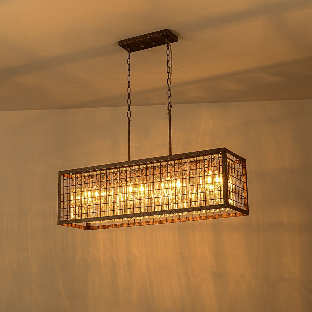 4-Light Hollow Frame Crystal Rectangle Chandelier